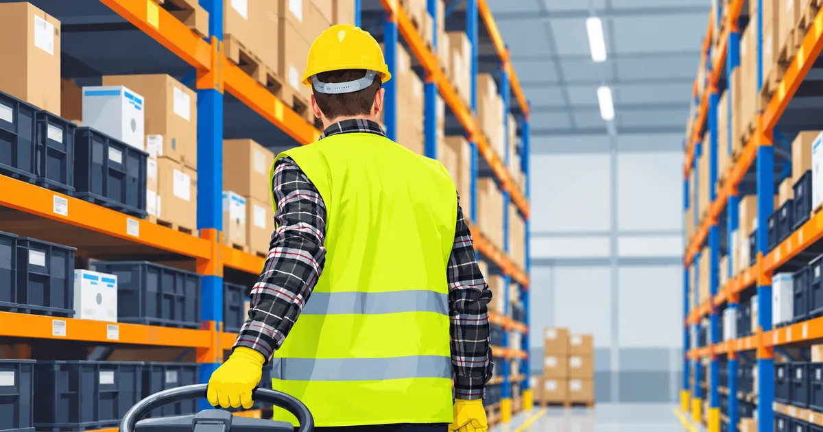 Checking a barcode in the warehouse