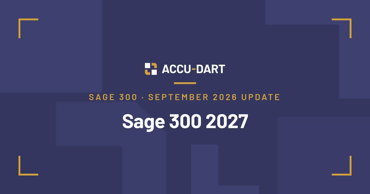 ACCU-DART Sage 300 September 2026 update: Sage 300 2027