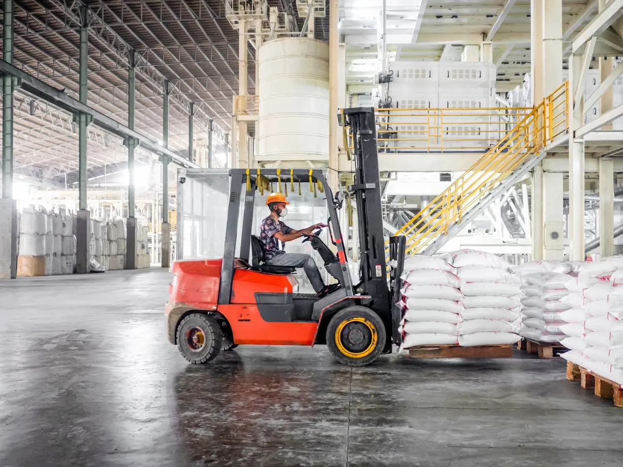 Forklift receiving raw goods